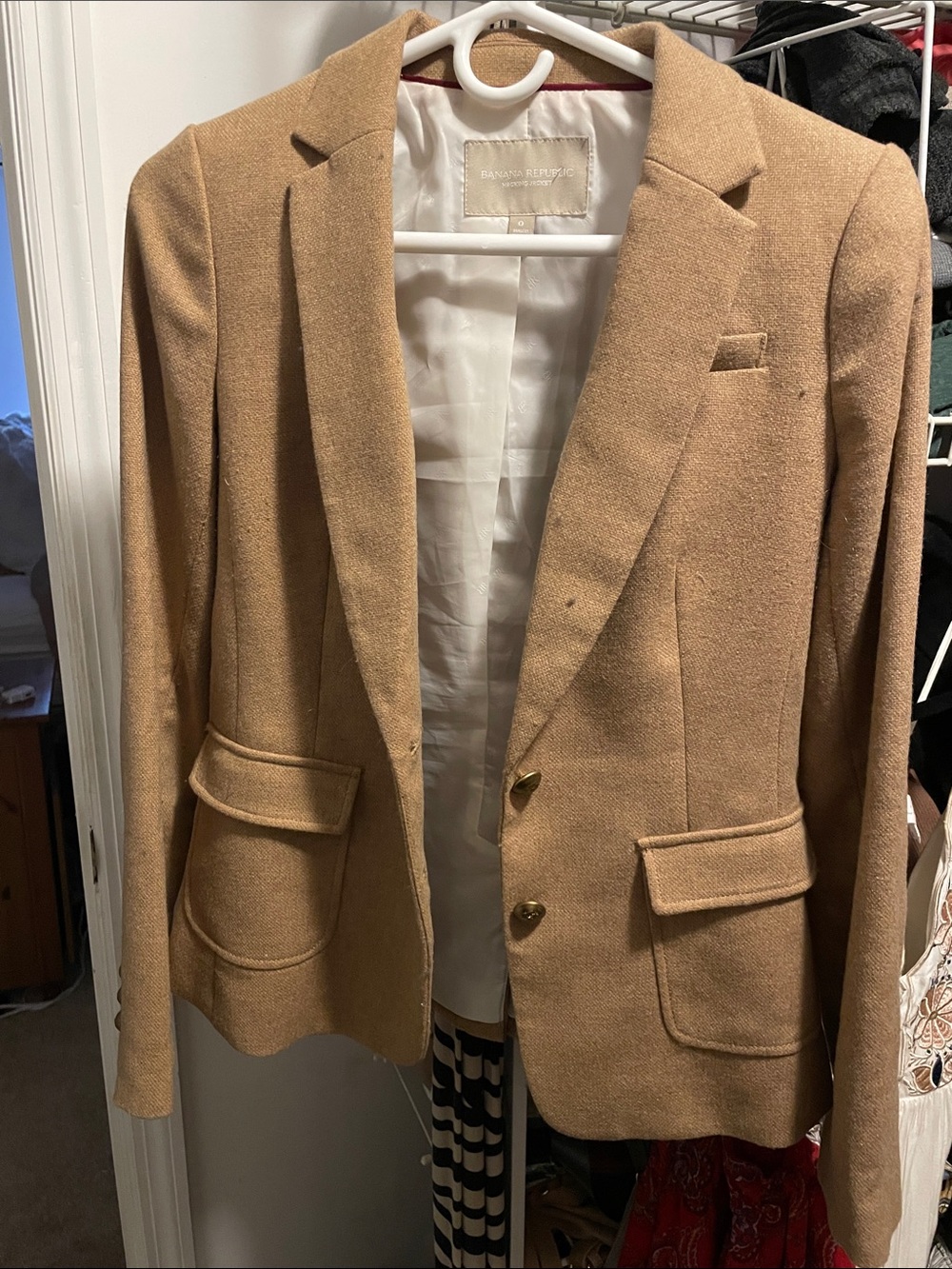 Banana Republic Women's Camel Wool-Blend Blazer - Tailored Two-Button